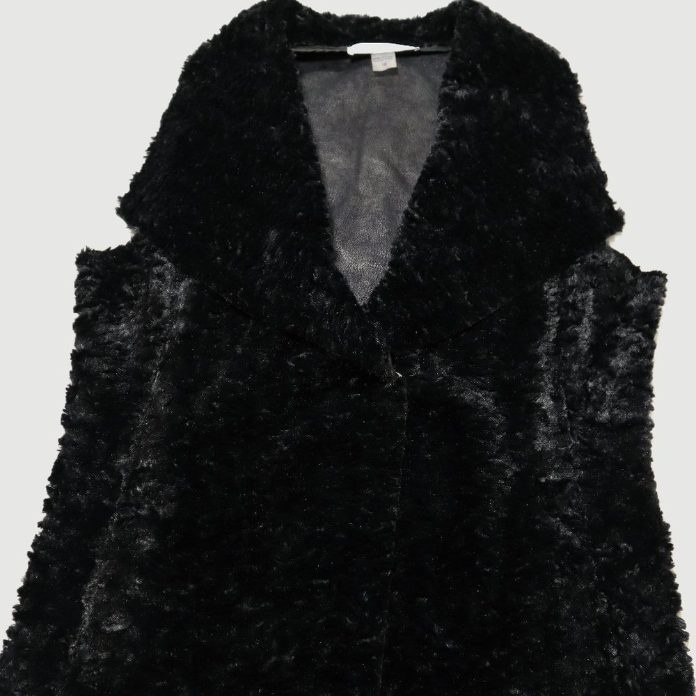 Peter Nygard Black Faux Fur Vest - Size 16